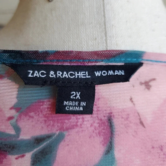 ZAC & RACHEL | Square Neck Mesh Top in Deep Lake sz 2X - Picture 4 of 8